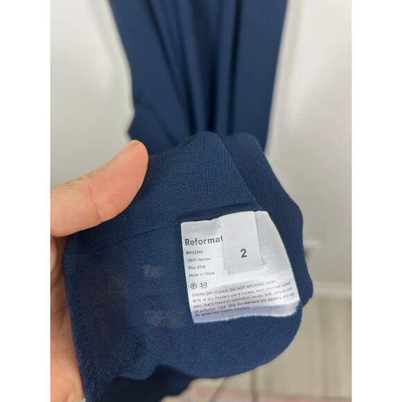 Reformation Ingrid Maxi Dress Navy Blue Sz 2 Formal Holiday New Years Wedding - Picture 7 of 10